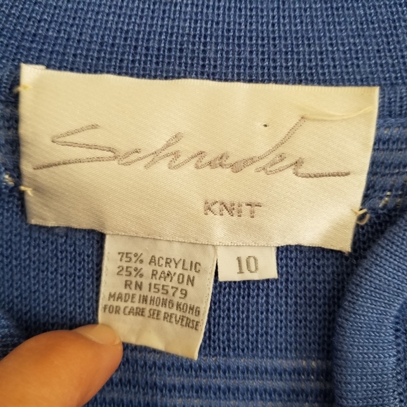 Vintage Schrader Blue Stripe Knit Cardigan Size 10 - Picture 4 of 4
